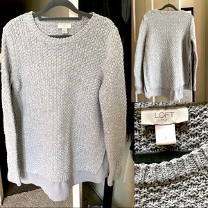 LOFT Grey Cable-Knit Layered Sweater
